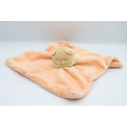 Doudou plat orange Chat Patou foulard vert Bengy