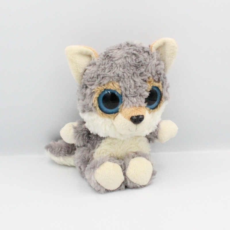 Peluche chat loup gris blanc beige PACO'S