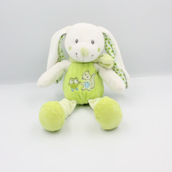 Doudou lapin blanc vert MOTS D'ENFANTS