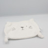 Doudou plat carré blanc chat ours VERTBAUDET