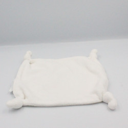 Doudou plat carré blanc chat ours VERTBAUDET