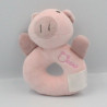 Doudou hochet cochon rose Oscar J-LINE