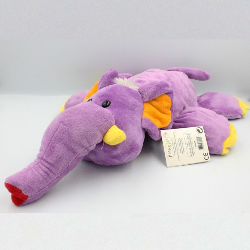 Doudou éléphant violet rose jaune orange PLAYKIDS