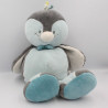 Grand Doudou oiseau pingouin gris bleu Louis NOUKIE'S