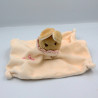 Doudou et compagnie plat carré lapin écru col rose