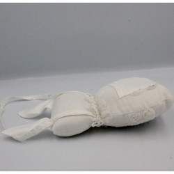 Doudou lapin blanc sac satin
