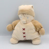 Doudou semi plat lutin beige croix rouge Nounours