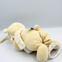 Doudou musical Ours Ecru Blanc Coussin empreintes Pommette