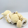 Doudou musical Ours Ecru Blanc Coussin empreintes Pommette