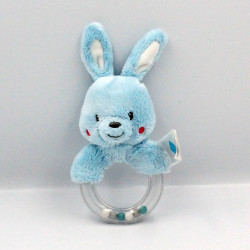 Doudou hochet lapin bleu TEX