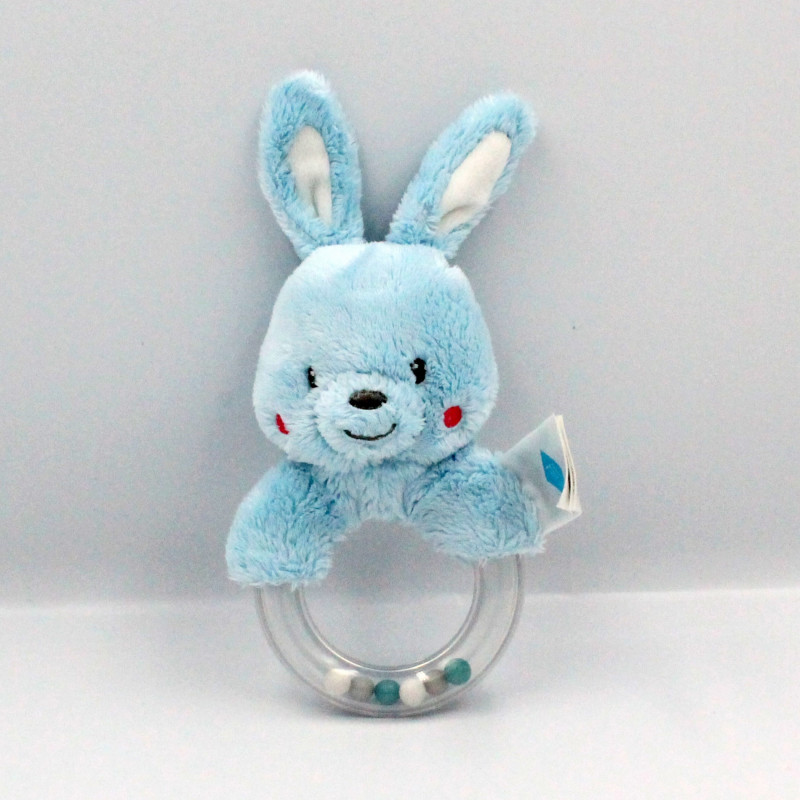 Doudou hochet lapin bleu TEX