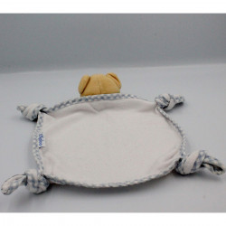 Doudou plat noeuds ours endormi vichy bleu Kaloo