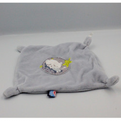 Doudou plat carré bleu ours chat SUCRE D'ORGE