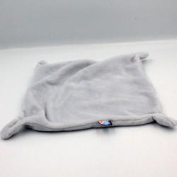 Doudou plat carré bleu ours chat SUCRE D'ORGE