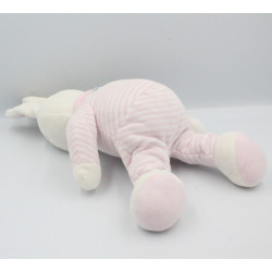 Doudou Lapin rayé rose KLORANE