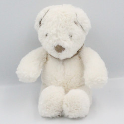 Doudou ours blanc bandanas beige NICOTOY