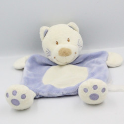 Doudou plat chat mauve violet blanc KIABI