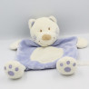 Doudou plat chat mauve violet blanc KIABI