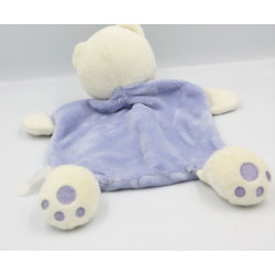 Doudou plat chat mauve violet blanc KIABI