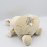 Doudou boule lapin rayé beige cercles coeurs NICOTOY