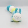 Doudou chenille bleu vert blanc rayé OBAIBI