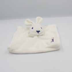 Doudou plat carré Lapin blanc PICOT