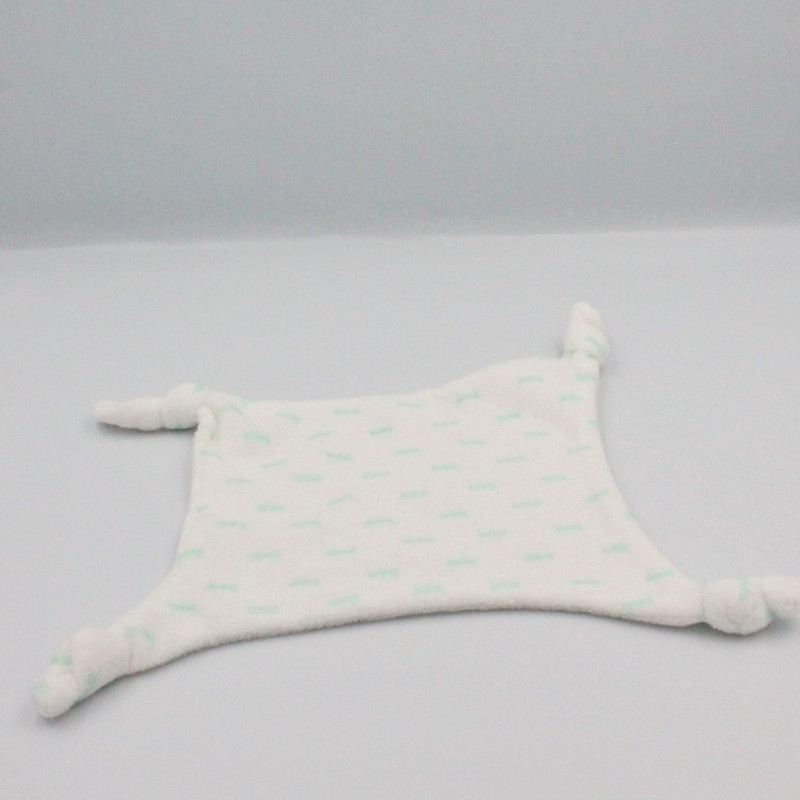 Doudou plat carré blanc bleu MES PETITS CAILLOUX CMP