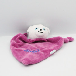 Doudou plat ours blanc rose GALLIA