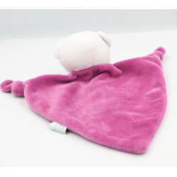 Doudou plat ours blanc rose GALLIA
