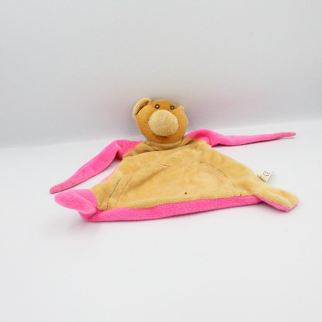 Doudou plat ours beige rose TOI TOYS