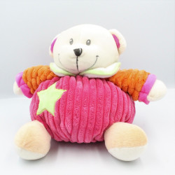 Doudou ours rose orange vert MES PETITS CAILLOUX CMP