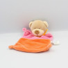Doudou plat ours rose orange Nicotoy