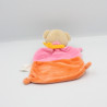 Doudou plat ours rose orange Nicotoy
