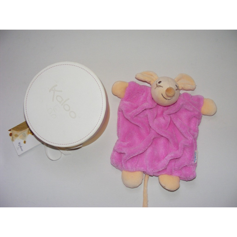 Doudou plat lapin plume rose KALOO