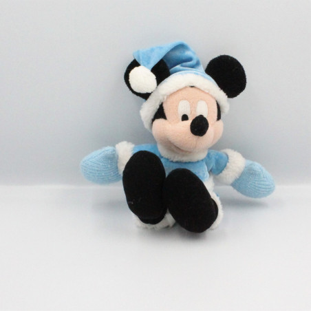 Peluche Mickey tenue hiver bleu neige DISNEY