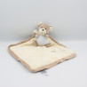 Doudou plat carré écru beige ours bleu NICOTOY