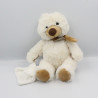 Doudou Ours blanc beige avec mouchoir Baby Nat