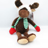 Doudou renne élan cerf marron rouge Noël ZD TRADING