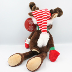 Doudou renne élan cerf marron rouge Noël ZD TRADING