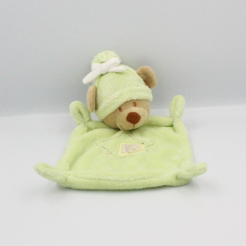 Doudou plat ours vert étoiles NICOTOY