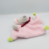 Doudou plat souris rose vert NICOTOY