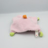 Doudou plat souris rose vert NICOTOY
