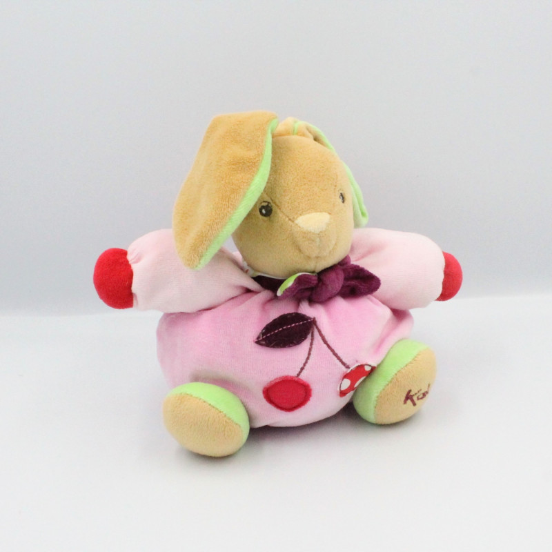 Doudou lapin rose vert rouge cerise KALOO