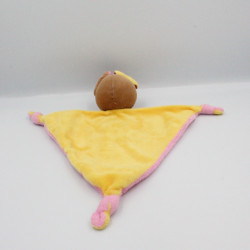 Doudou plat souris rose jaune coeur CREATIVTOYS KIKOU