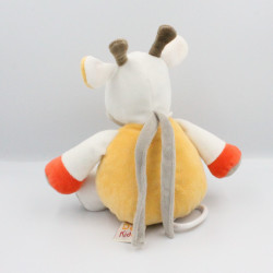 Doudou musical girafe vache blanc beige jaune orange DOUKIDOU
