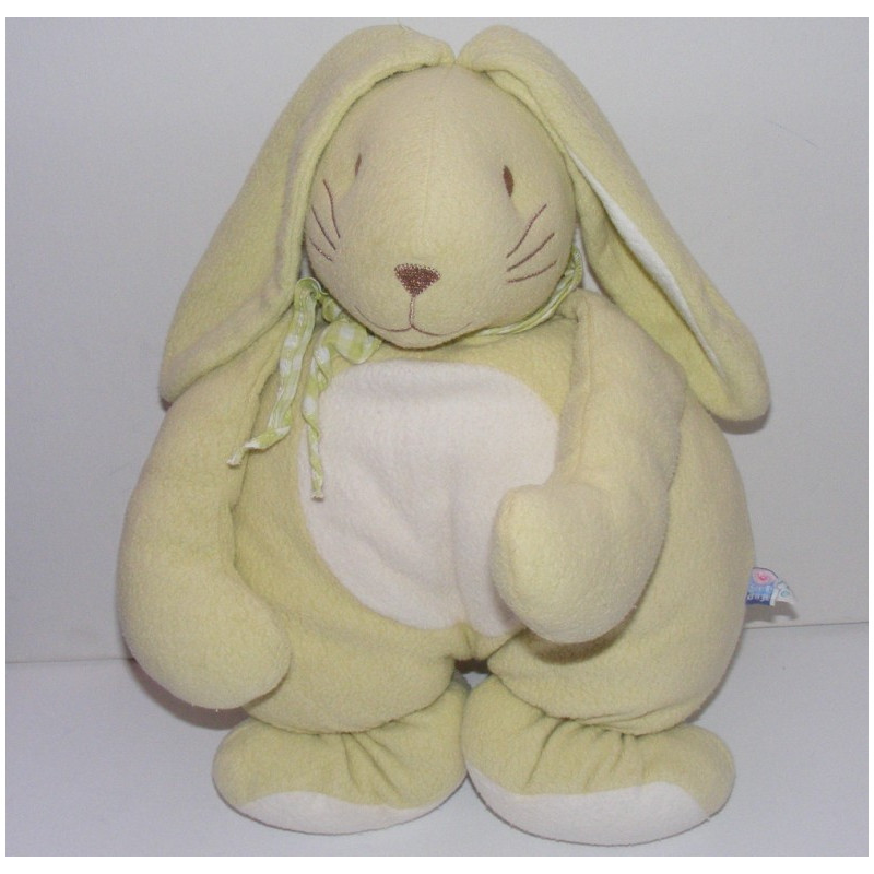 Doudou hochet lapin vert anis avec foulard Sucre d'orge