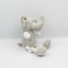 Doudou éléphant gris rayé blanc TOM & KIDDY TOMKIDS