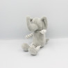 Doudou éléphant gris rayé blanc TOM & KIDDY TOMKIDS