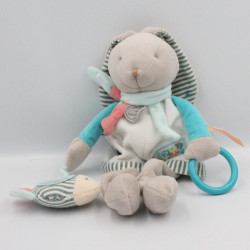 Doudou et compagnie lapin blanc bleu rayé Puzzle anneau miroir