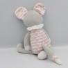 Doudou souris grise rose blanche TAPE A L'OEIL